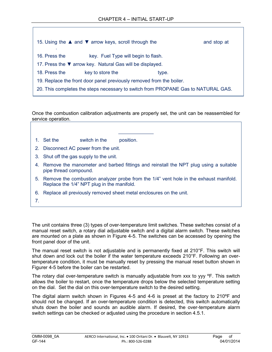 6 reassembly, 7 over-temperature limit switches | AERCO BMK 2000DF User Manual | Page 65 / 196