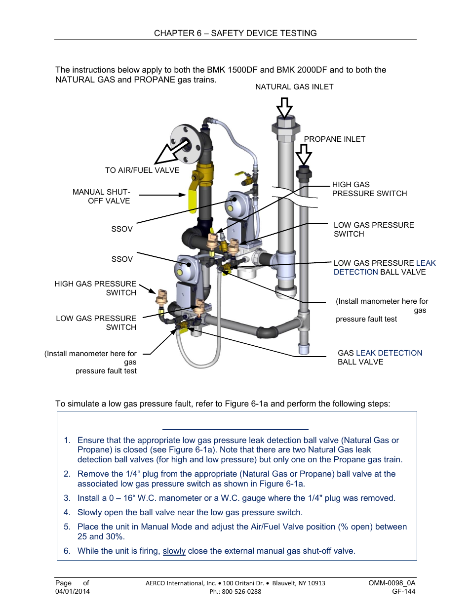 2 low gas pressure fault test | AERCO BMK 2000DF User Manual | Page 78 / 196