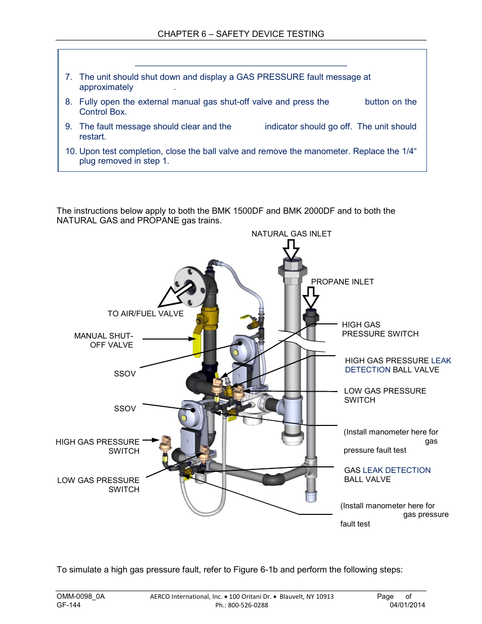 3 high gas pressure test | AERCO BMK 2000DF User Manual | Page 79 / 196