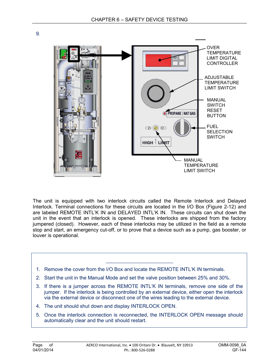 6 interlock tests, 1 remote interlock test | AERCO BMK 2000DF User Manual | Page 82 / 196