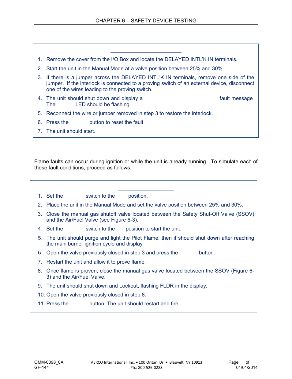 2 delayed interlock test, 7 flame fault tests | AERCO BMK 2000DF User Manual | Page 83 / 196