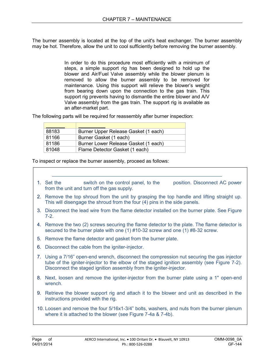 6 burner assembly inspection | AERCO BMK 2000DF User Manual | Page 96 / 196