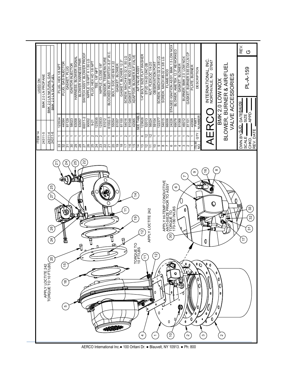 Aerco, Gf-123, Benchmark 2.0ln low nox boiler | Appendix g, Nstallation , operation and maintenance manual, Piping drawings | AERCO BMK 2.0 LN Natural Gas (SN G-11-1861 and above) User Manual | Page 141 / 170