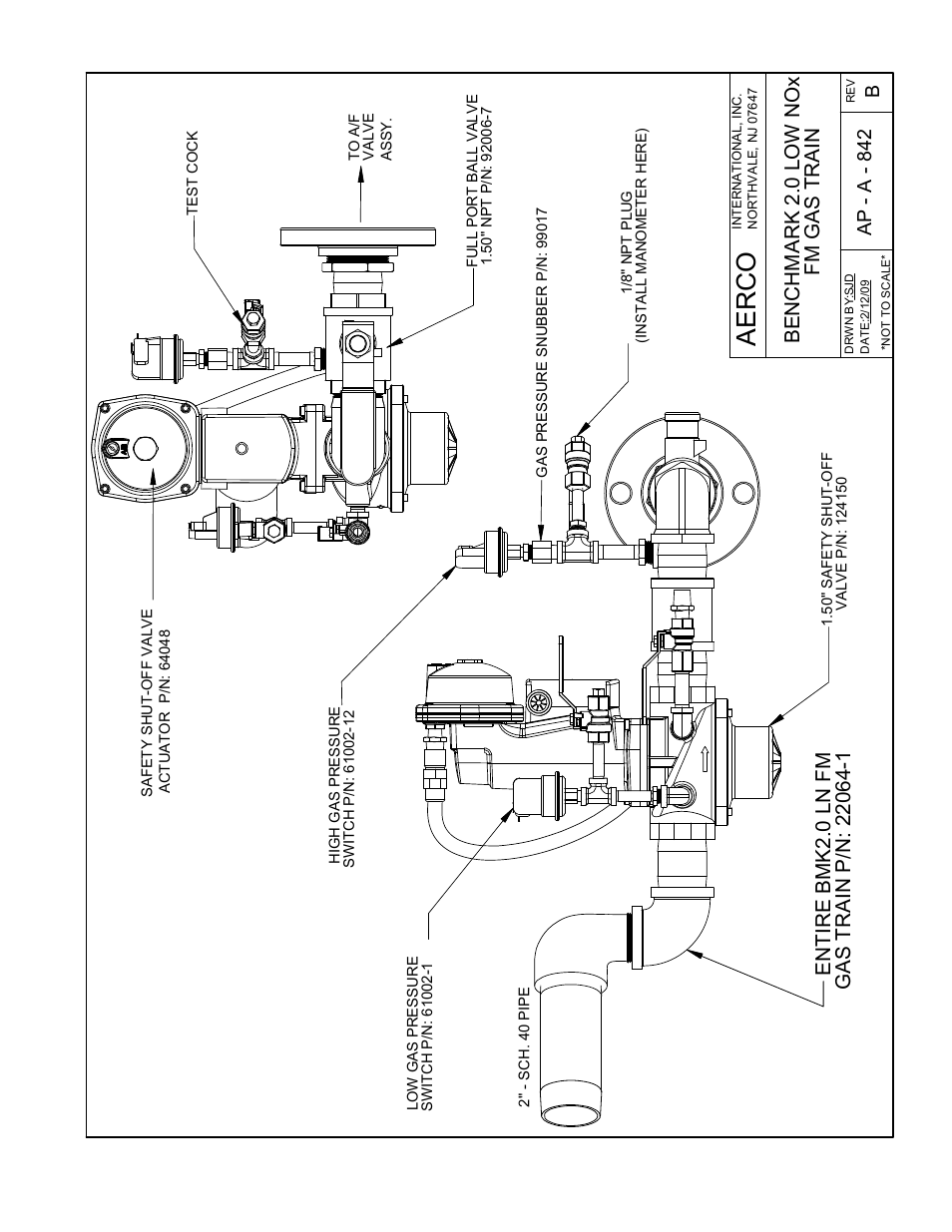 Ae rc o, Appendix f, Be n chma r k 2.0 low nox fm gas train | Ap - a - 8 42 b | AERCO BMK 2.0 LN Nat. Gas June 2010 User Manual | Page 99 / 125