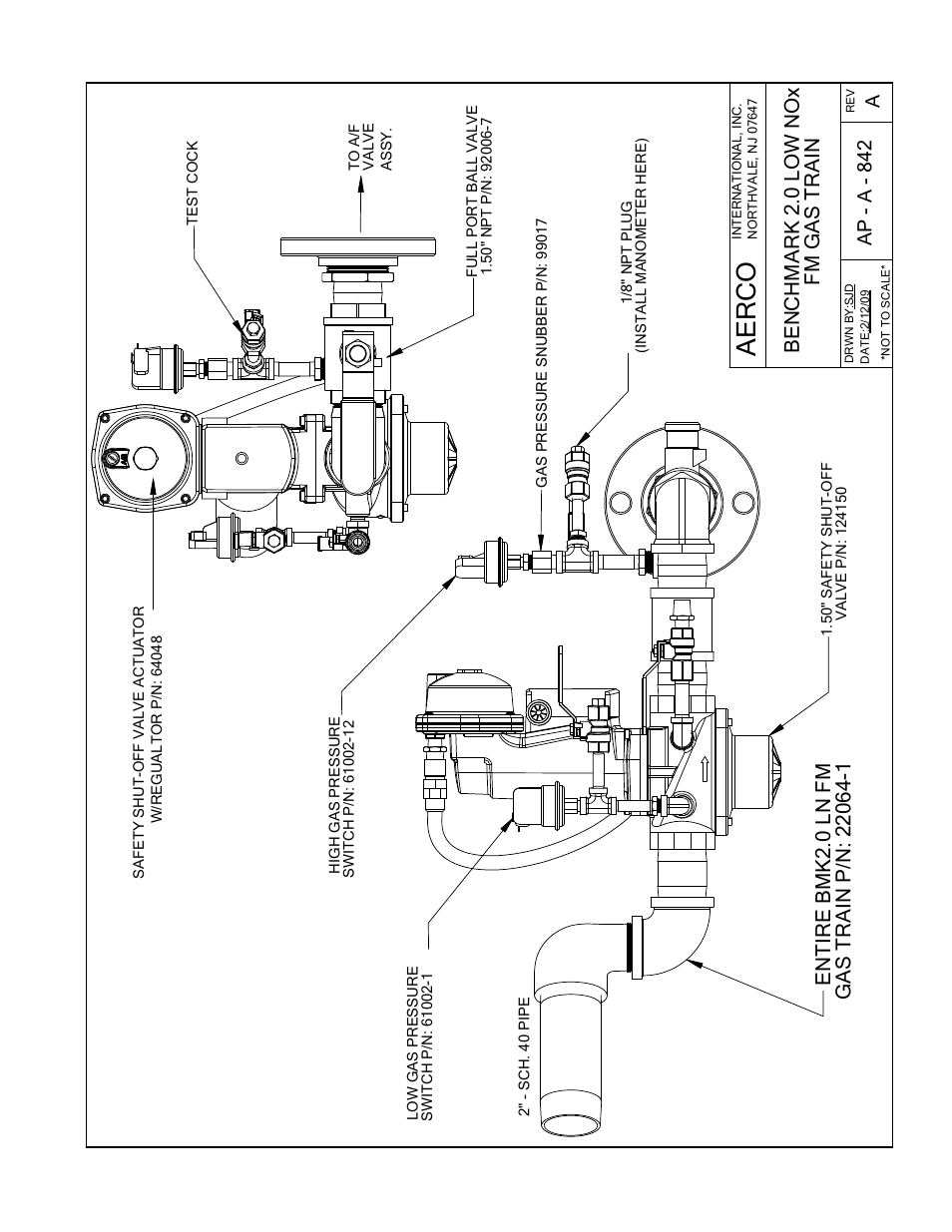 Aerco, Appendix f, Benchm ark 2.0 low nox fm gas train | Ap - a - 842 a | AERCO BMK 2.0 LN Natural Gas 2008 User Manual | Page 87 / 111