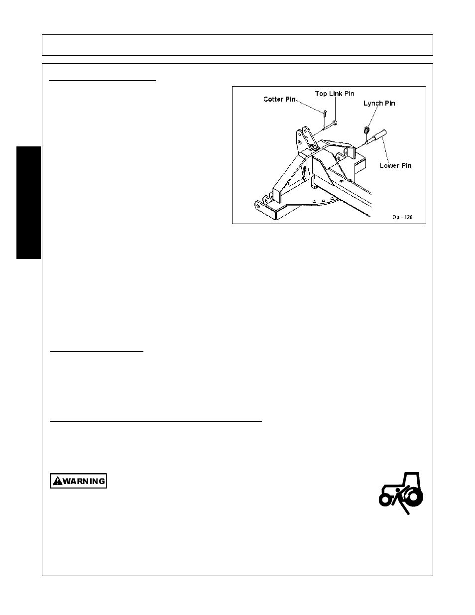 3 tractor 3-point hitch, 4 front end weight, Getting on and off the tractor | Operation, Opera t ion | Bush Hog FC-BL-0002 User Manual | Page 38 / 62