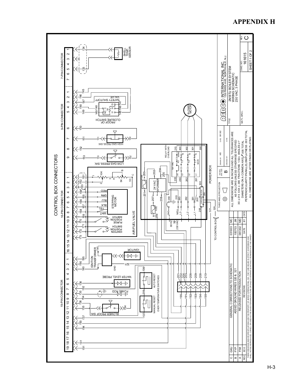 Appendix h, Co ntr o l box con n ec tor s | AERCO BMK 2.0 LN Nat. Gas User Manual | Page 101 / 112