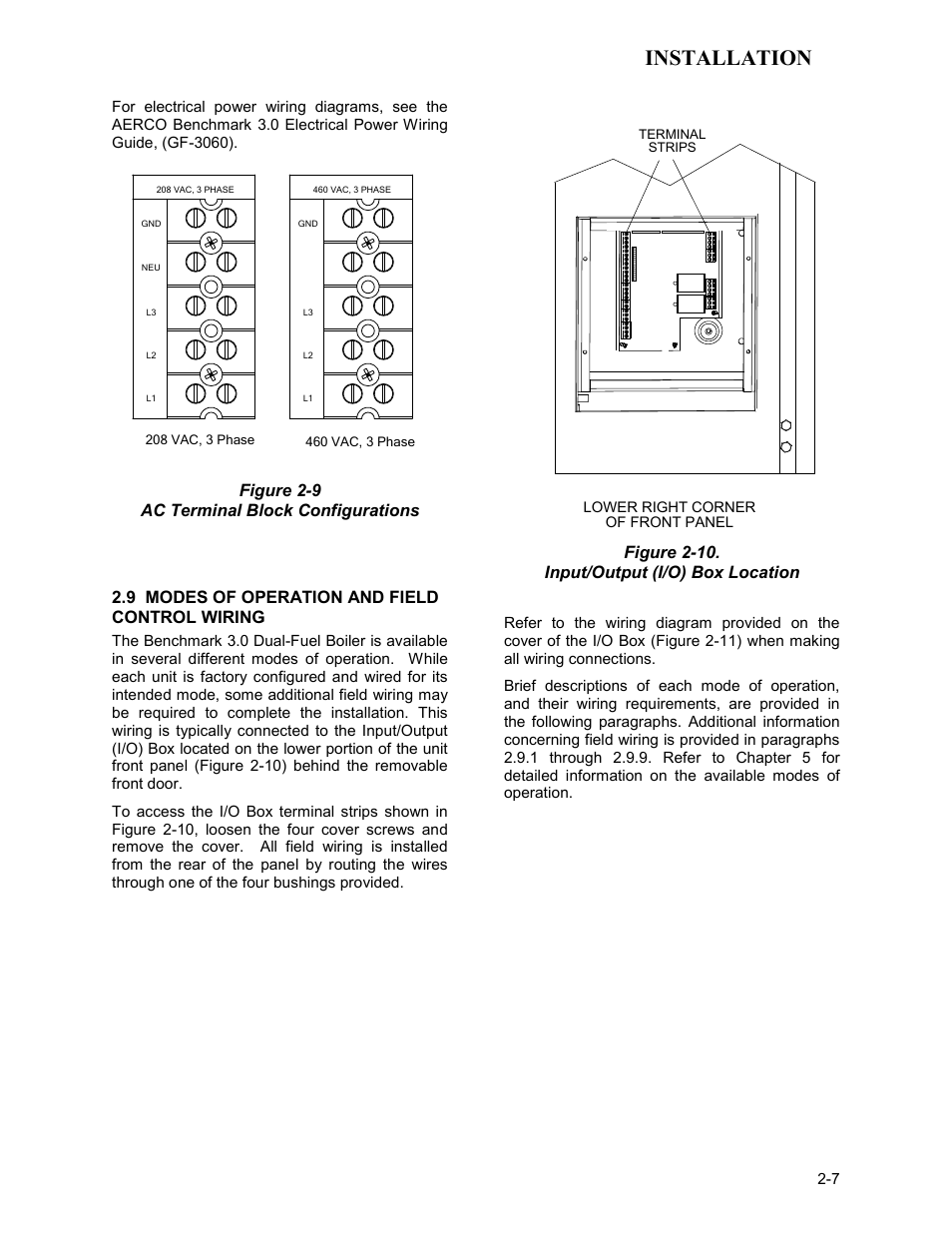 9 modes of operation and field control wiring, Installation | AERCO BMK 3.0 LN Dual-Fuel Series Gas Fired Low NOx Boiler System User Manual | Page 17 / 136