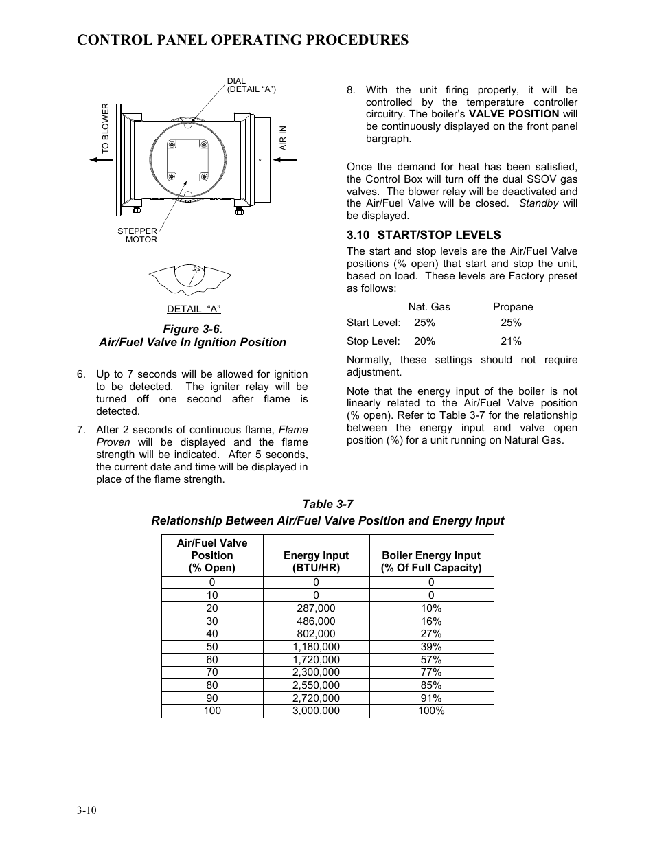 10 start/stop levels, Control panel operating procedures | AERCO BMK 3.0 LN Dual-Fuel Series Gas Fired Low NOx Boiler System User Manual | Page 32 / 136