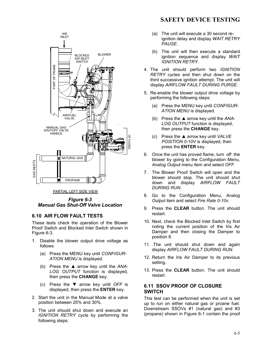 10 air flow fault tests, 11 ssov proof of closure switch, Safety device testing | AERCO BMK 3.0 LN Dual-Fuel Series Gas Fired Low NOx Boiler System User Manual | Page 53 / 136