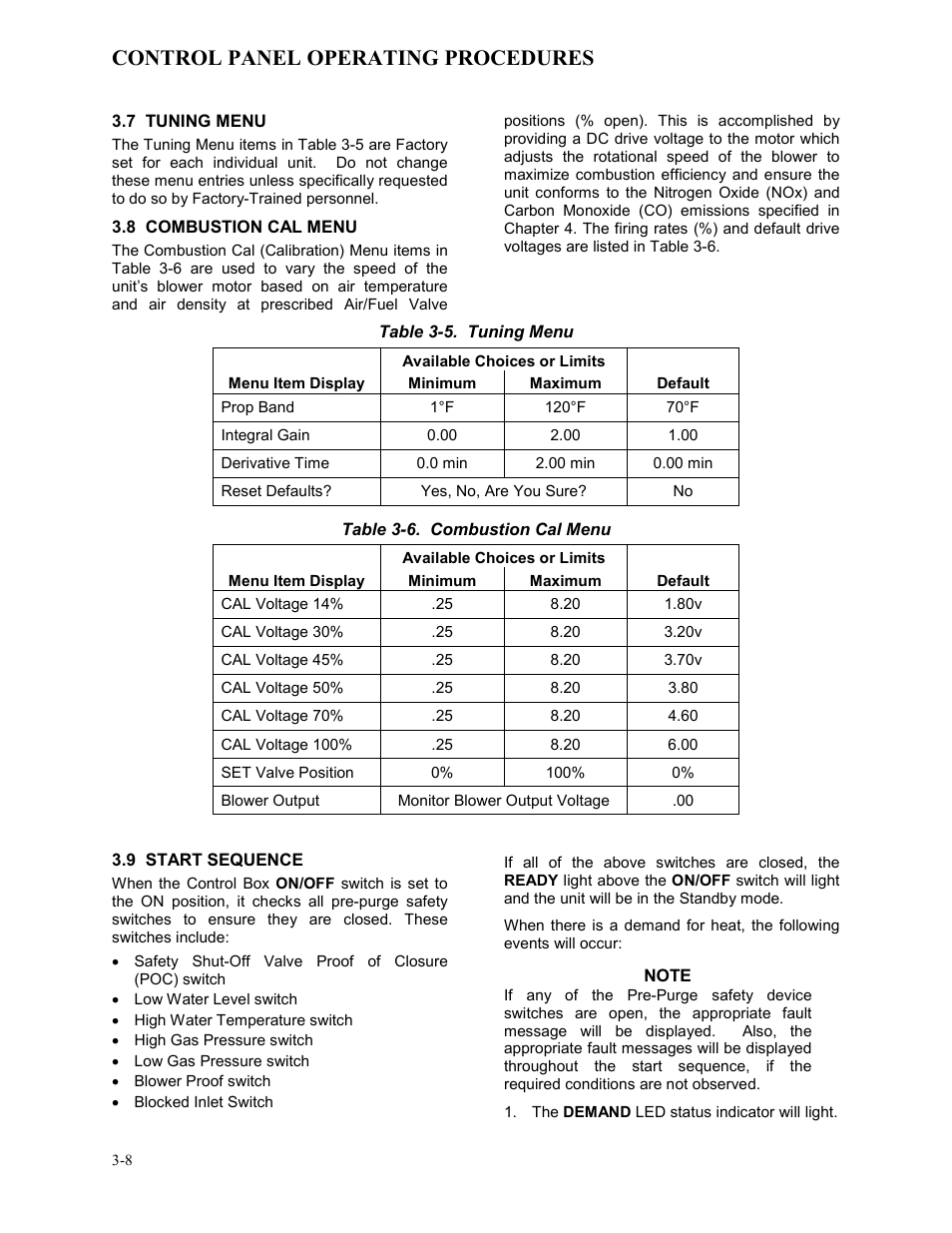 Control panel operating procedures | AERCO BMK 3.0 LN Natural Gas July 2011 User Manual | Page 32 / 129