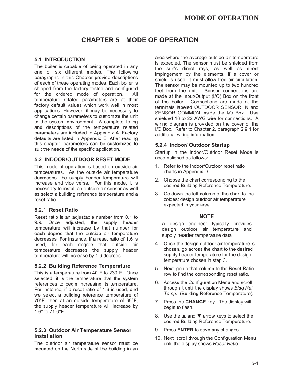 Mode of operation, Chapter 5 mode of operation | AERCO BMK 3.0 LN Natural Gas July 2011 User Manual | Page 41 / 129