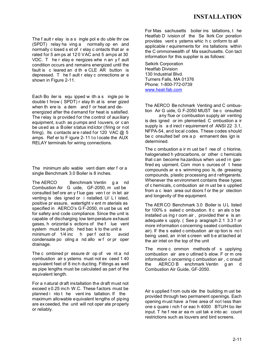 Installation | AERCO BMK 3.0 LN Nat. Gas Jan 2011 User Manual | Page 23 / 129