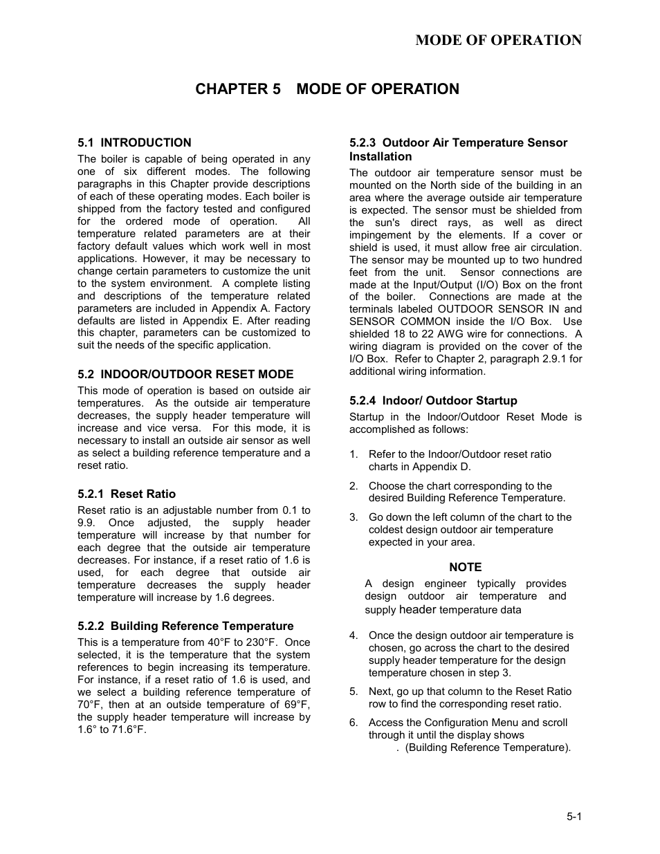 Chapter 5 - mode of operation, Mode of operation, Chapter 5 mode of operation | AERCO BMK 3.0 LN Nat. Gas Jan 2011 User Manual | Page 41 / 129