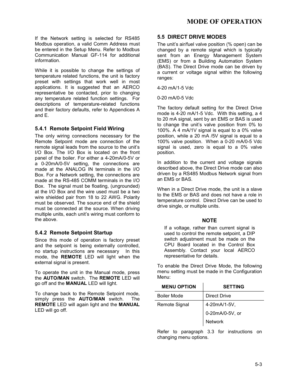 Mode of operation | AERCO BMK 3.0 LN Nat. Gas Jan 2011 User Manual | Page 43 / 129
