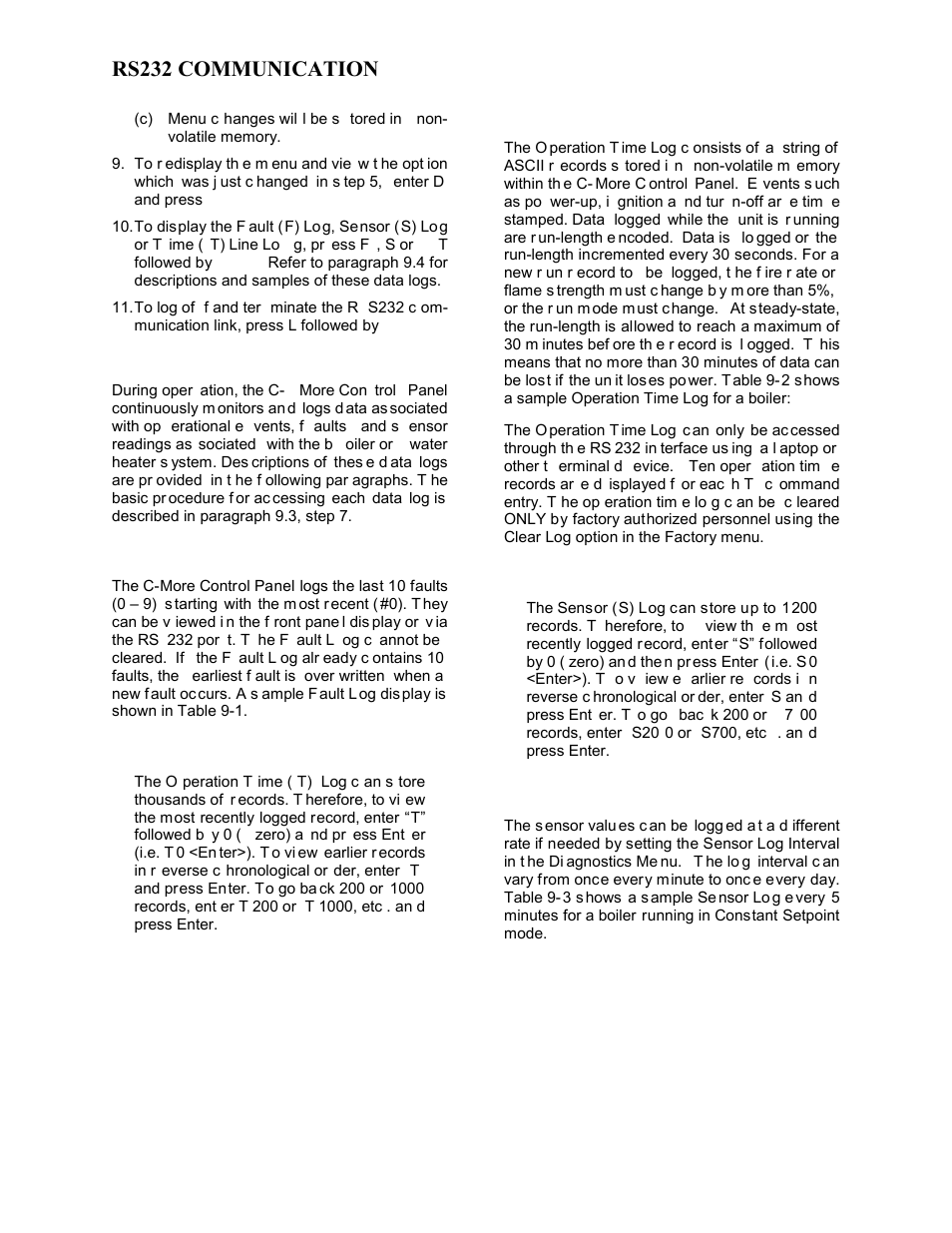 Rs232 communication | AERCO BMK 3.0 LN Nat. Gas Jan 2011 User Manual | Page 72 / 129