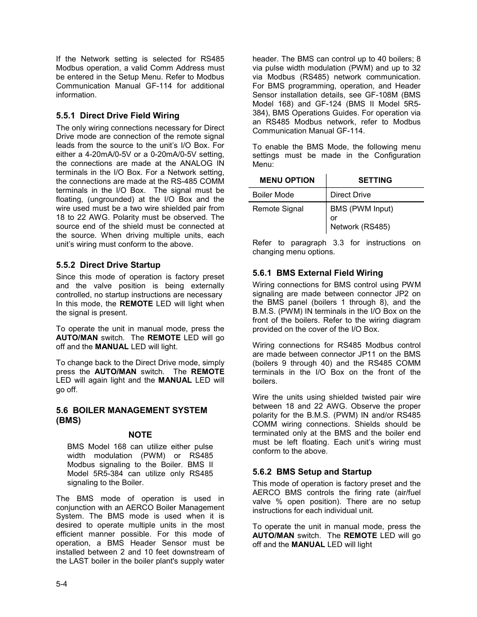 Mode of operation | AERCO BMK 3.0 LN Nat. Gas June 2010 User Manual | Page 44 / 129