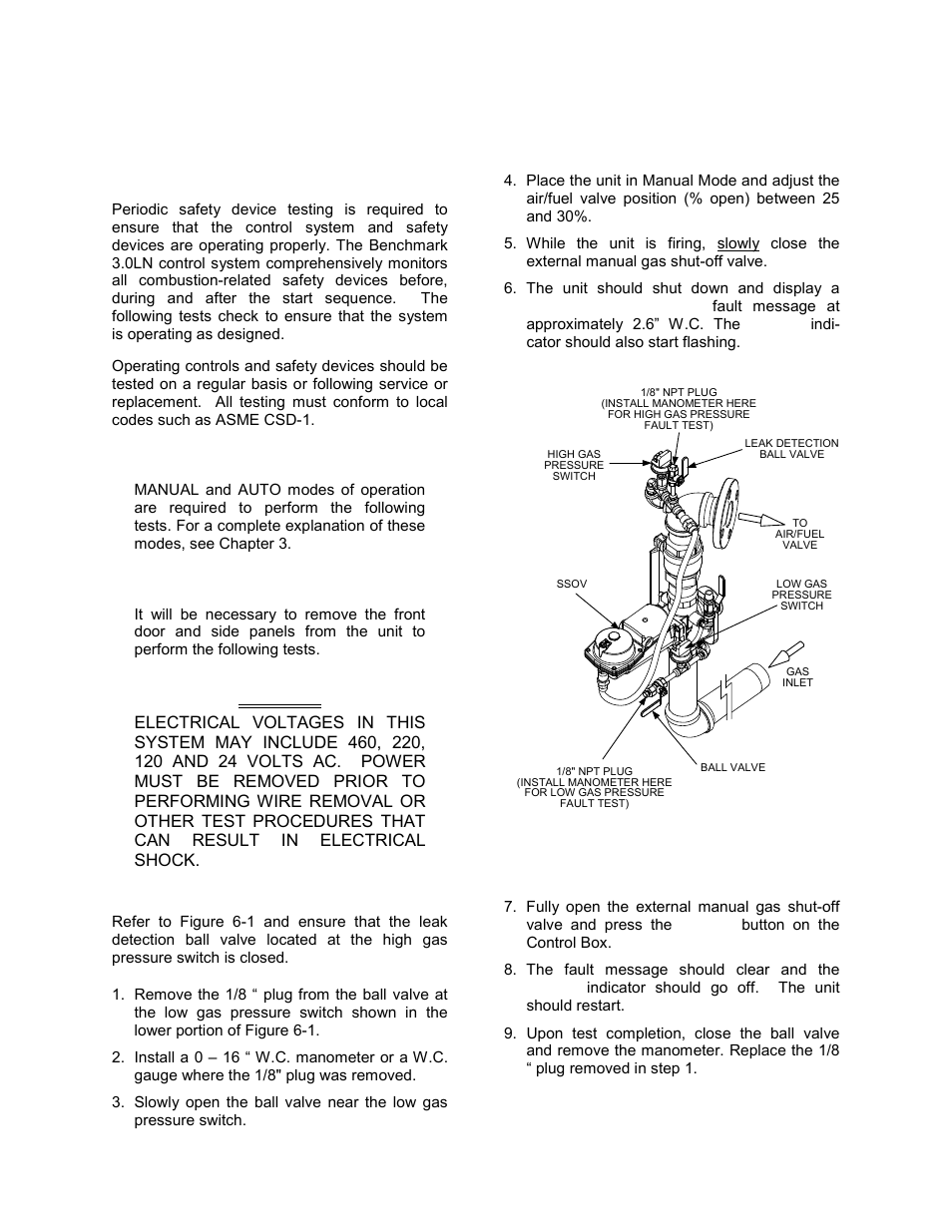 Chapter 6 - safety device testing, Safety device testing, Chapter 6 safety device testing | AERCO BMK 3.0 LN Nat. Gas June 2010 User Manual | Page 47 / 129