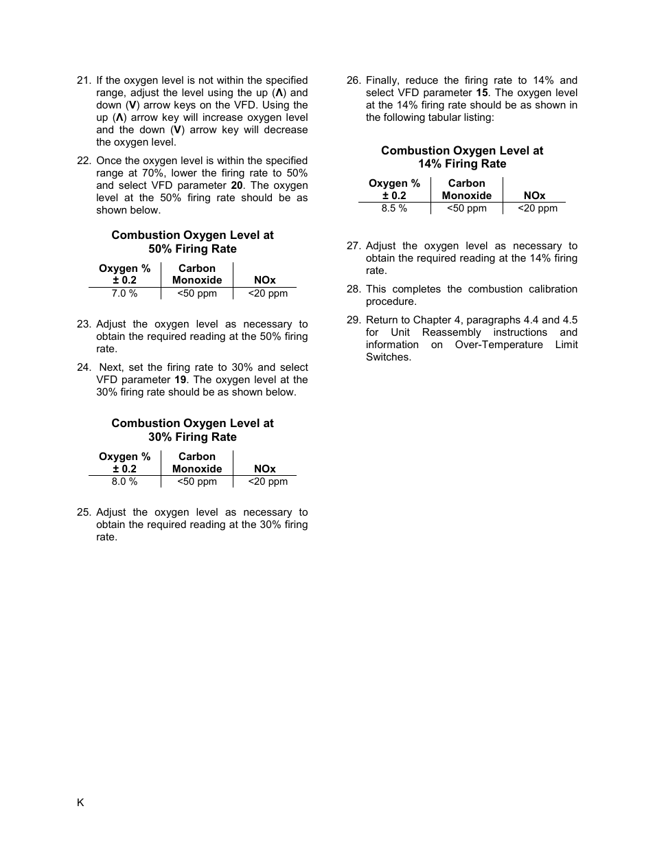 Appendix k | AERCO BMK 3.0 LN Nat. Gas APRIL 2009 User Manual | Page 122 / 125