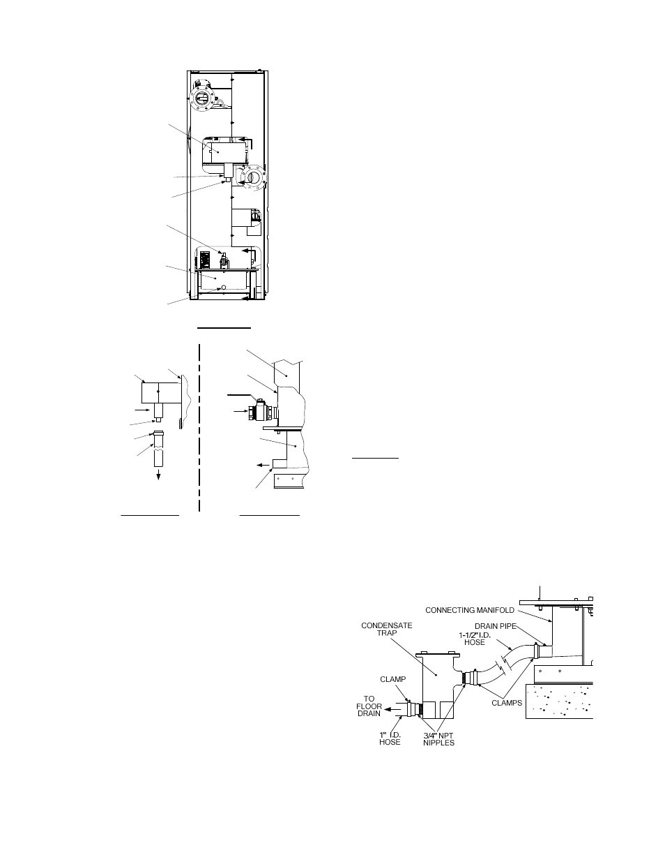 Installation, Ab b, Figure 2-5 condensate drain connection location | 1 exhaust manifold condensate drain, 2 connecting manifold condensate drain, Figure 2-6 condensate trap installation | AERCO BMK 3.0 LN Nat. Gas APRIL 2009 User Manual | Page 14 / 125