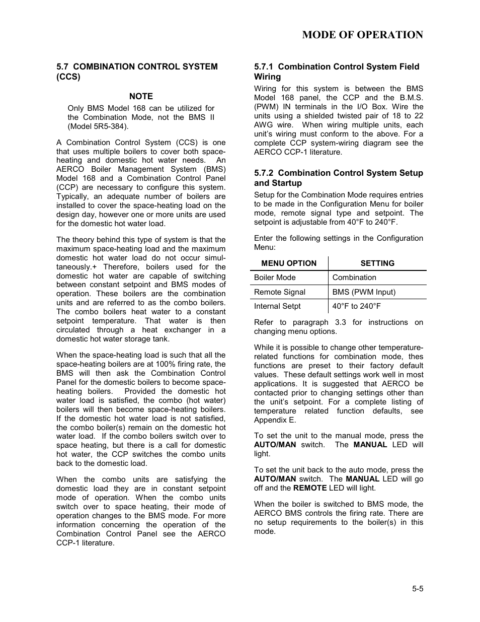 Mode of operation | AERCO BMK 3.0 LN Nat. Gas APRIL 2009 User Manual | Page 43 / 125