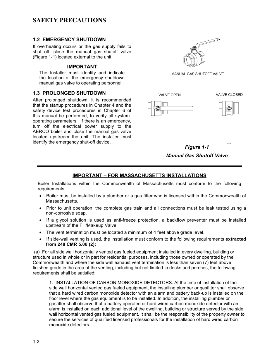 Safety precautions | AERCO BMK 3.0 LN Nat. Gas for Mass. only User Manual | Page 10 / 127