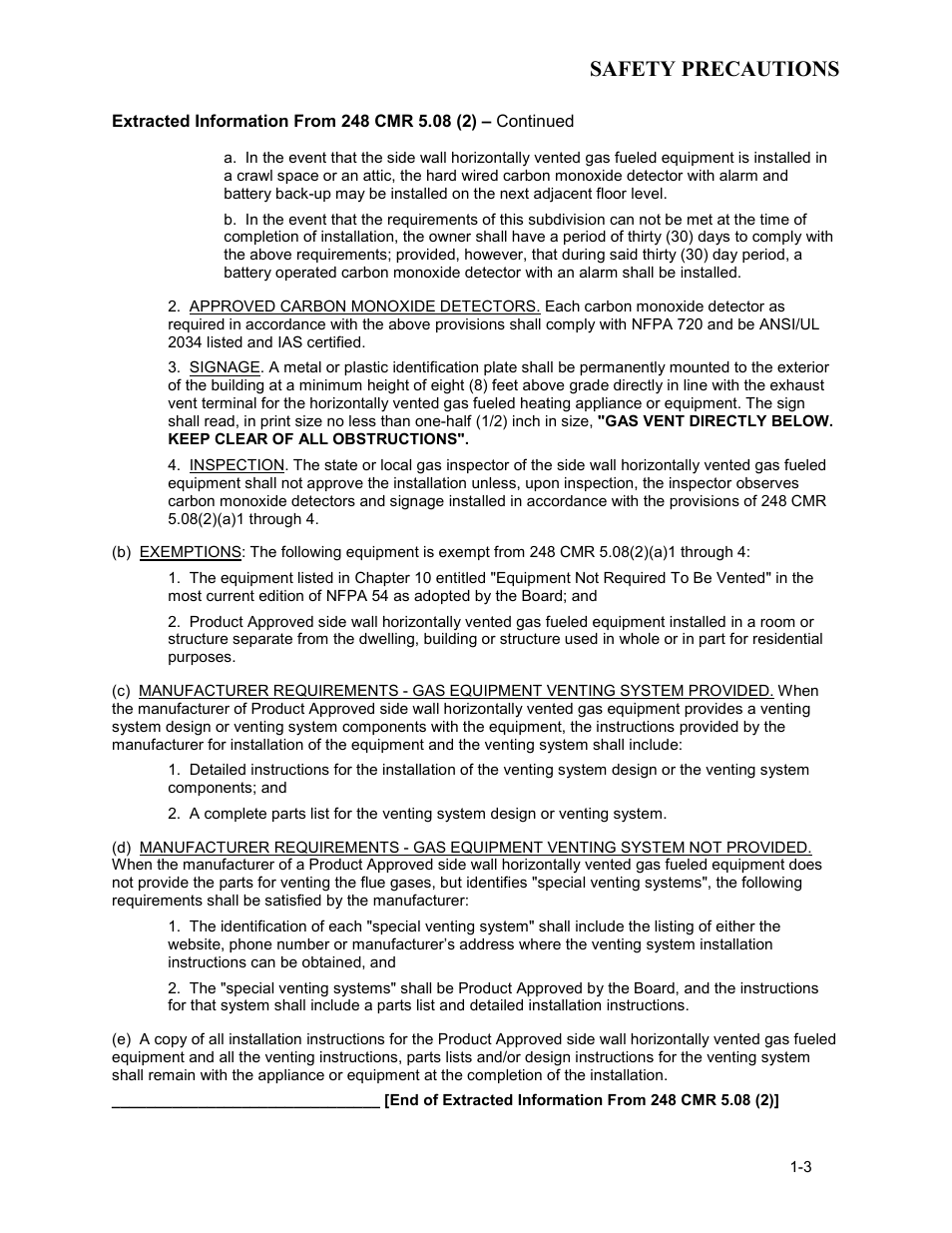 Safety precautions | AERCO BMK 3.0 LN Nat. Gas for Mass. only User Manual | Page 11 / 127