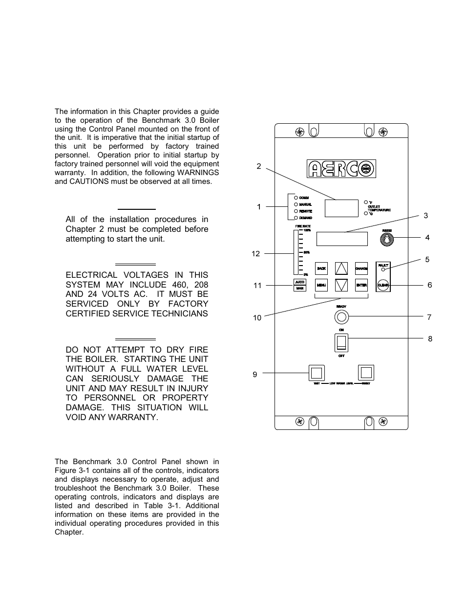 Chapter 3 - control panel operating procedures | AERCO BMK 3.0 LN Nat. Gas for Mass. only User Manual | Page 25 / 127