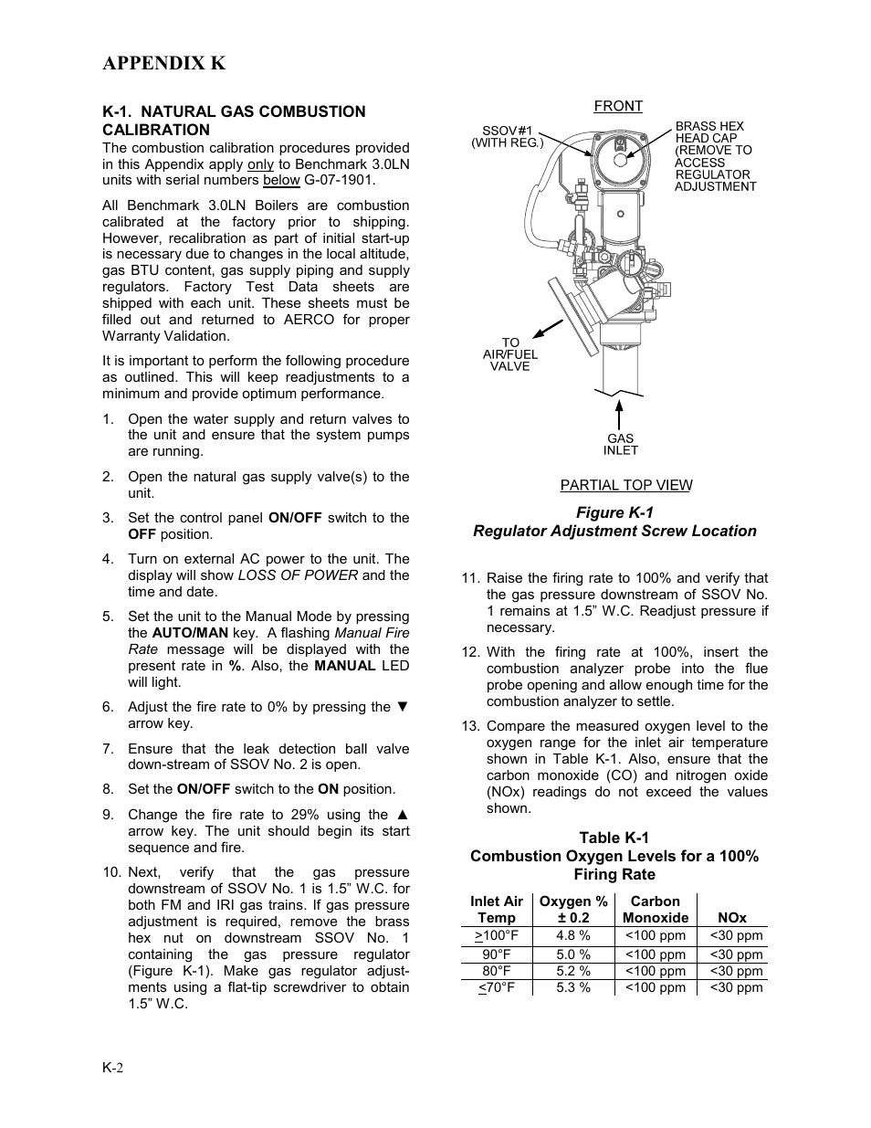 Appendix k | AERCO BMK 3.0 LN Nat. Gas Jan 2009 User Manual | Page 116 / 121