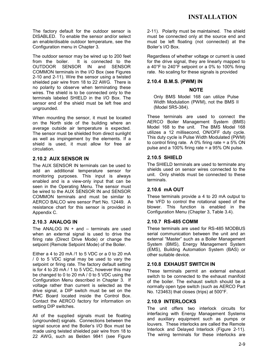 Installation | AERCO BMK 3.0 LN Nat. Gas Jan 2009 User Manual | Page 19 / 121
