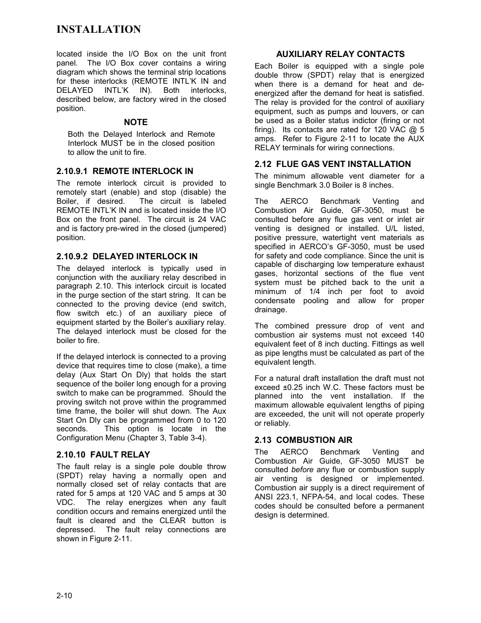 Installation | AERCO BMK 3.0 LN Nat. Gas Jan 2009 User Manual | Page 20 / 121