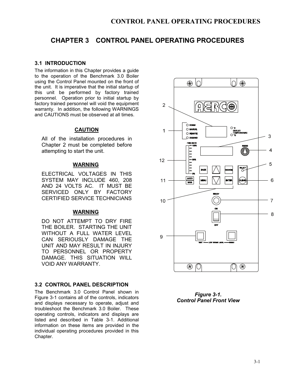 Chapter 3 - control panel operating procedures | AERCO BMK 3.0 LN Nat. Gas Jan 2009 User Manual | Page 23 / 121