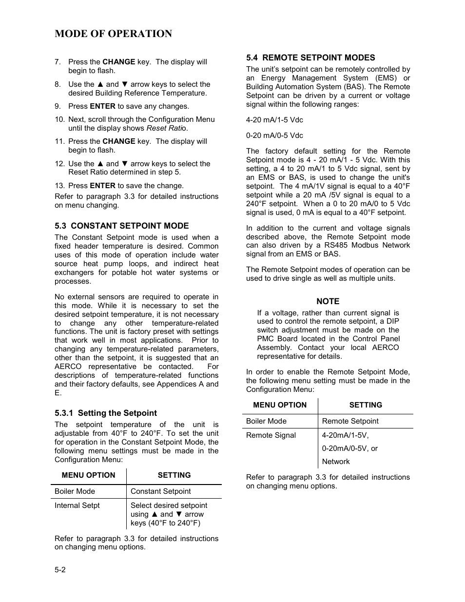 Mode of operation | AERCO BMK 3.0 LN Nat. Gas Jan 2009 User Manual | Page 40 / 121