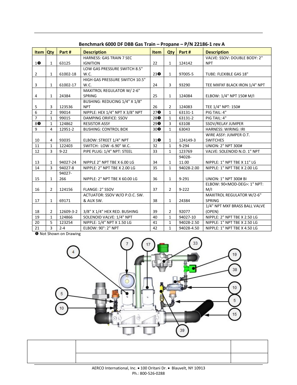 Benchmark 6000 df dbb gas train – propane, Rev a | AERCO BMK 6000 Dual Fuel User Manual | Page 186 / 219