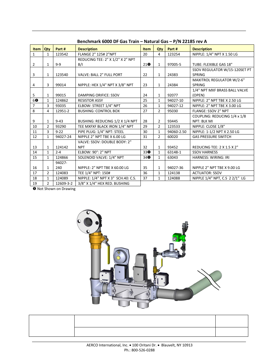 Benchmark 6000 df gas train – natural gas | AERCO BMK 6000 Dual Fuel User Manual | Page 189 / 219