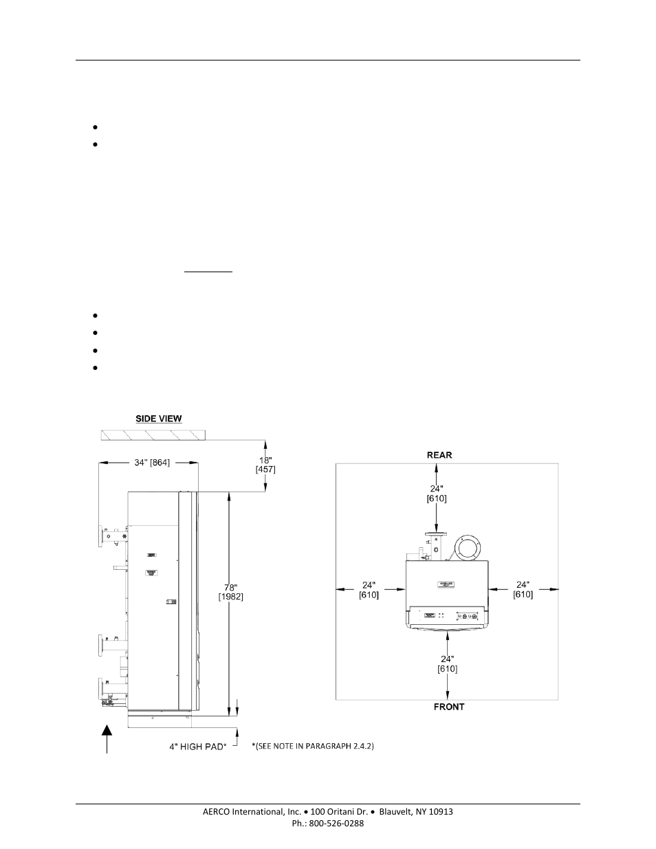 4 site preparation, 1 installation clearances | AERCO BMK 1000 User Manual | Page 16 / 192