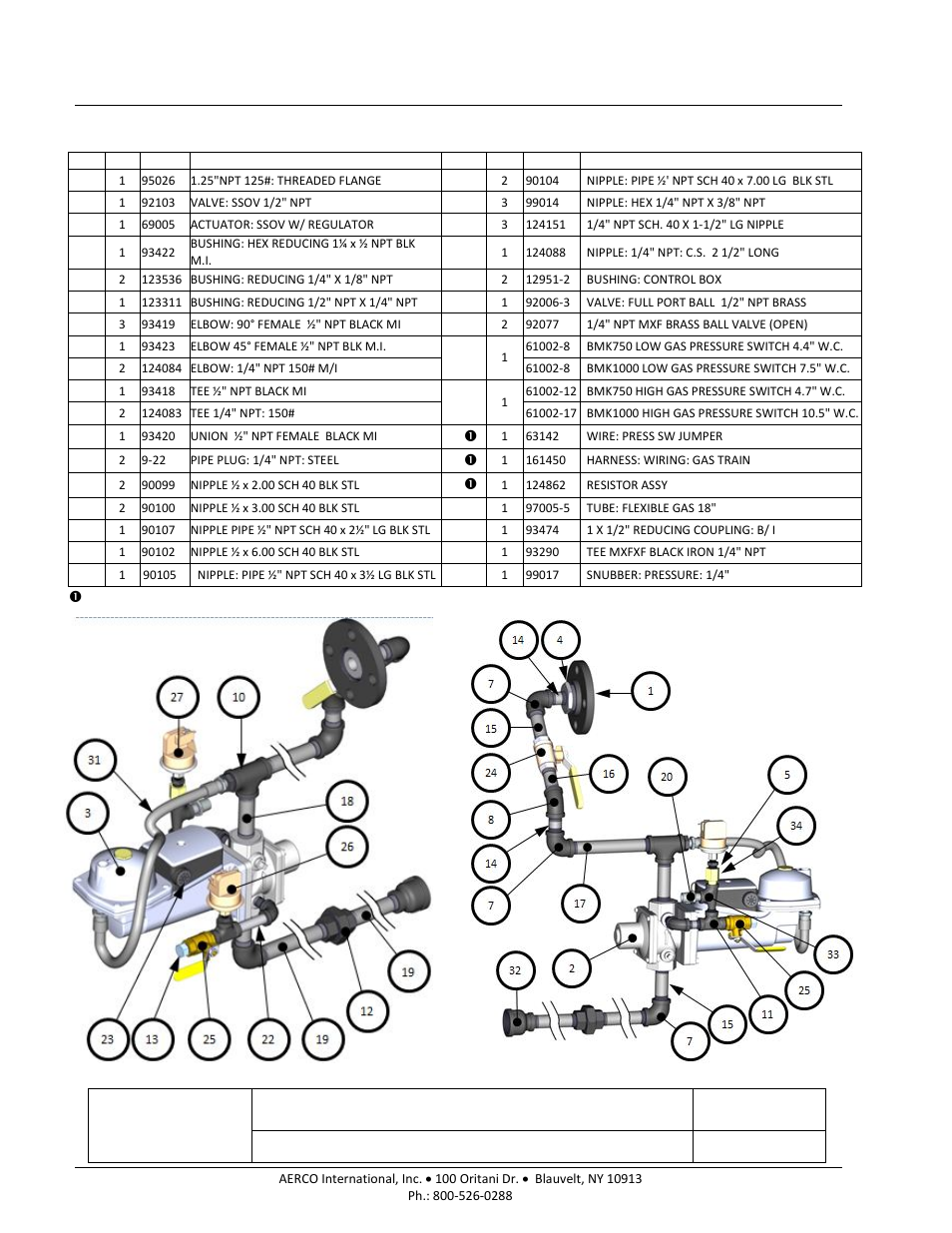 Benchmark, 1000 gas train – propane | AERCO BMK 1000 User Manual | Page 169 / 192