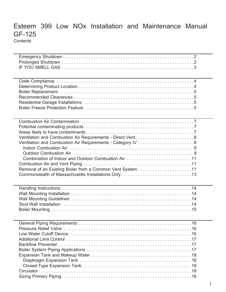 AERCO Esteem O&M Manual User Manual | Page 3 / 98