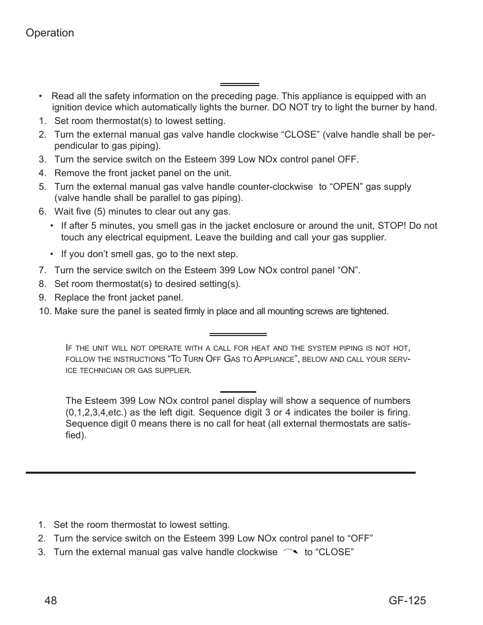 Stop, Warning, Gf-125 | AERCO Esteem O&M Manual User Manual | Page 54 / 98