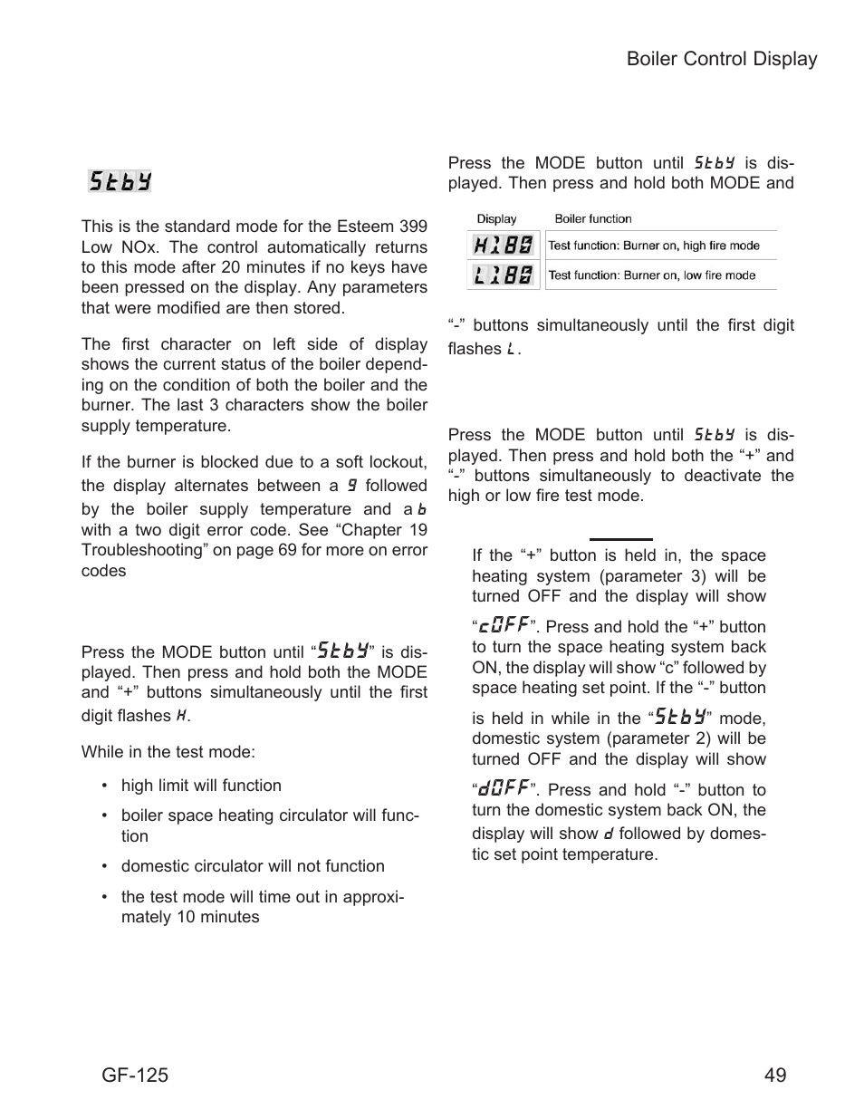 Stby, Coff, Doff | AERCO Esteem O&M Manual User Manual | Page 55 / 98