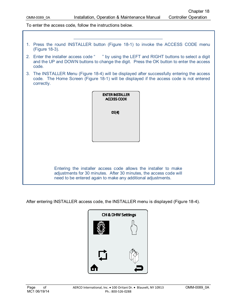 2 using the installer menu | AERCO Esteem Boiler with EZ-Set Controller User Manual | Page 118 / 188