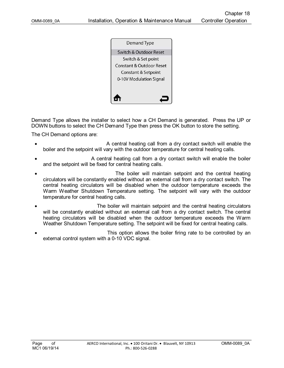 2 demand type (default: switch & outdoor reset) | AERCO Esteem Boiler with EZ-Set Controller User Manual | Page 122 / 188