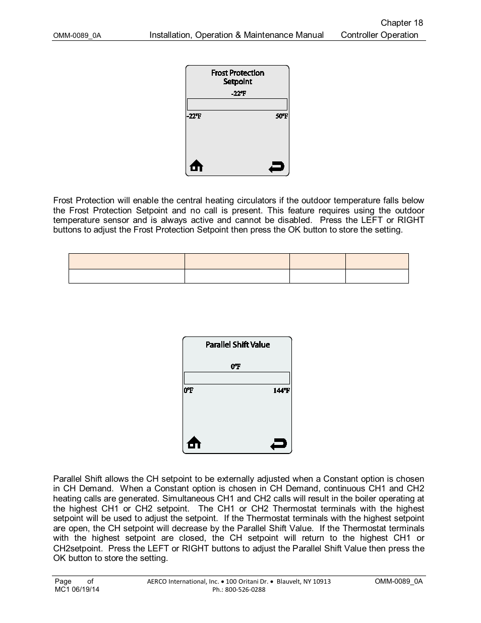 16 parallel shift value (default: 0 f [0 c]), 16 parallel shift value (default: 0°f [0°c]) | AERCO Esteem Boiler with EZ-Set Controller User Manual | Page 129 / 188