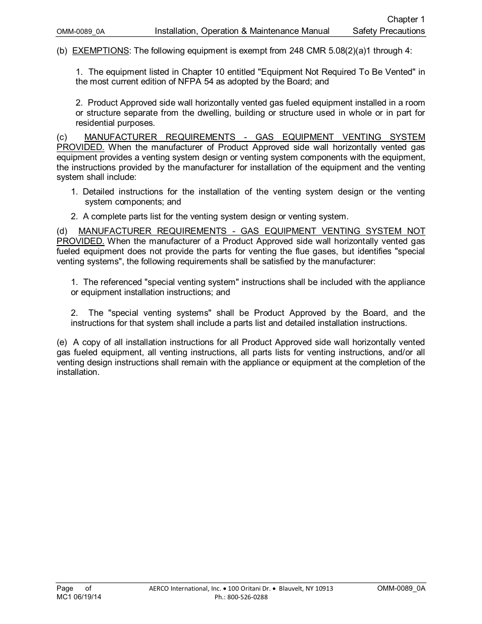 AERCO Esteem Boiler with EZ-Set Controller User Manual | Page 13 / 188