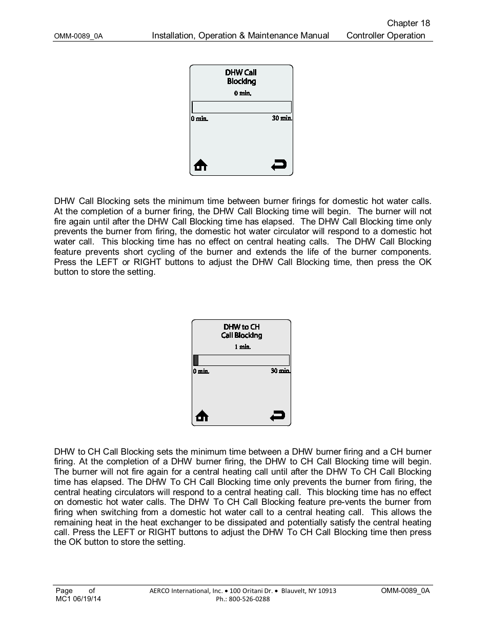 10 dhw call blocking (default: 0 minutes), 11 dhw to ch call blocking (default: 1 minute) | AERCO Esteem Boiler with EZ-Set Controller User Manual | Page 141 / 188