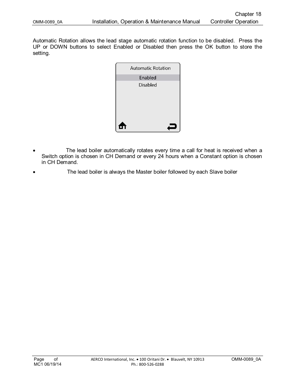 9 automatic rotation (default: enabled) | AERCO Esteem Boiler with EZ-Set Controller User Manual | Page 163 / 188