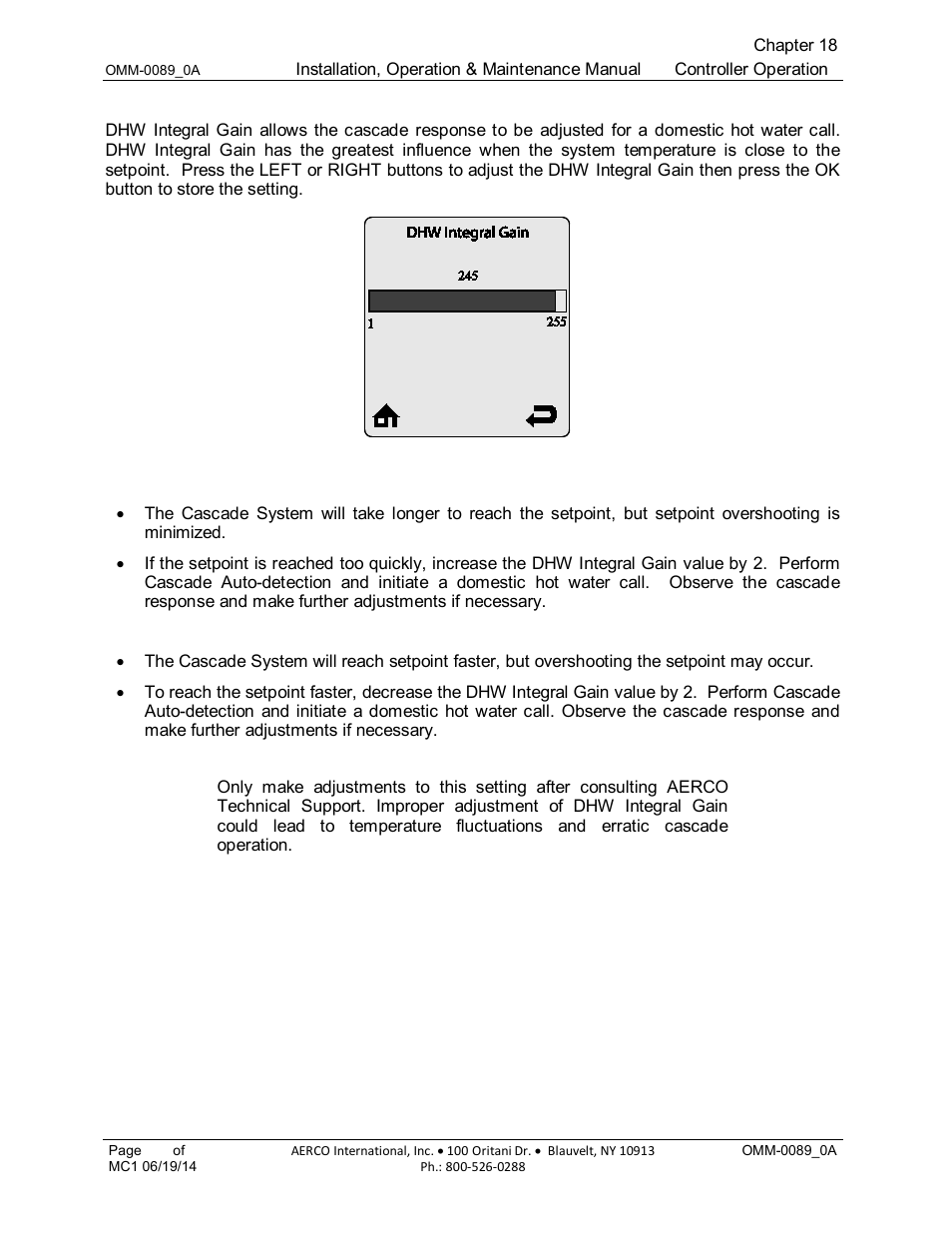 13 dhw integral gain (default: 245) | AERCO Esteem Boiler with EZ-Set Controller User Manual | Page 167 / 188