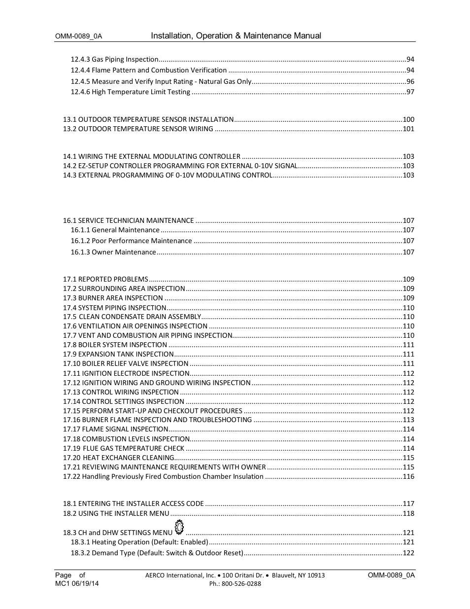 AERCO Esteem Boiler with EZ-Set Controller User Manual | Page 6 / 188