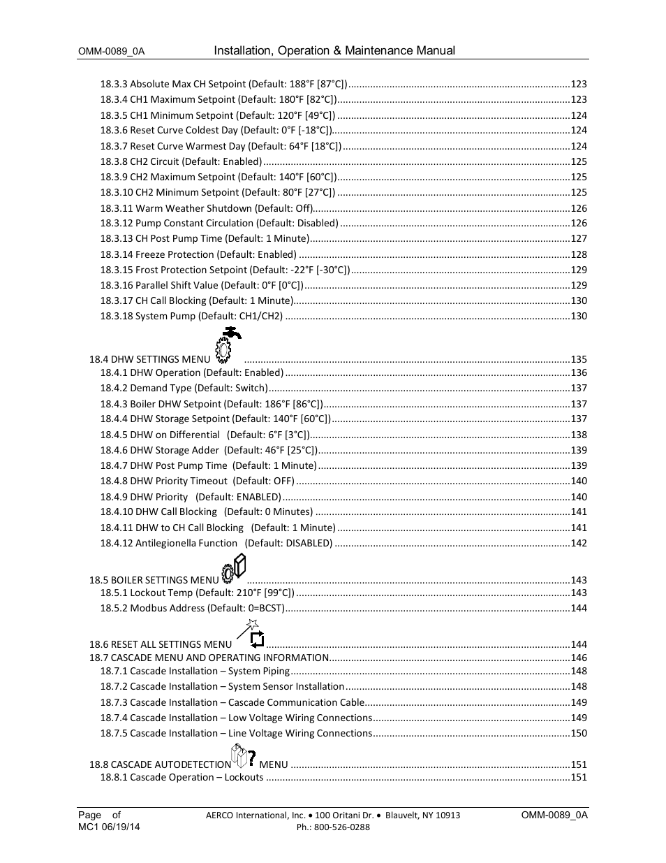 AERCO Esteem Boiler with EZ-Set Controller User Manual | Page 7 / 188