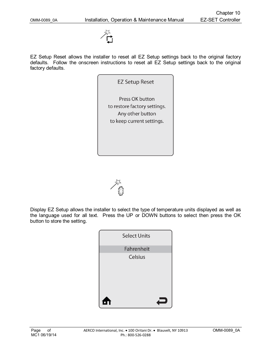 9 ez setup reset, 10 display ez setup | AERCO Esteem Boiler with EZ-Set Controller User Manual | Page 76 / 188